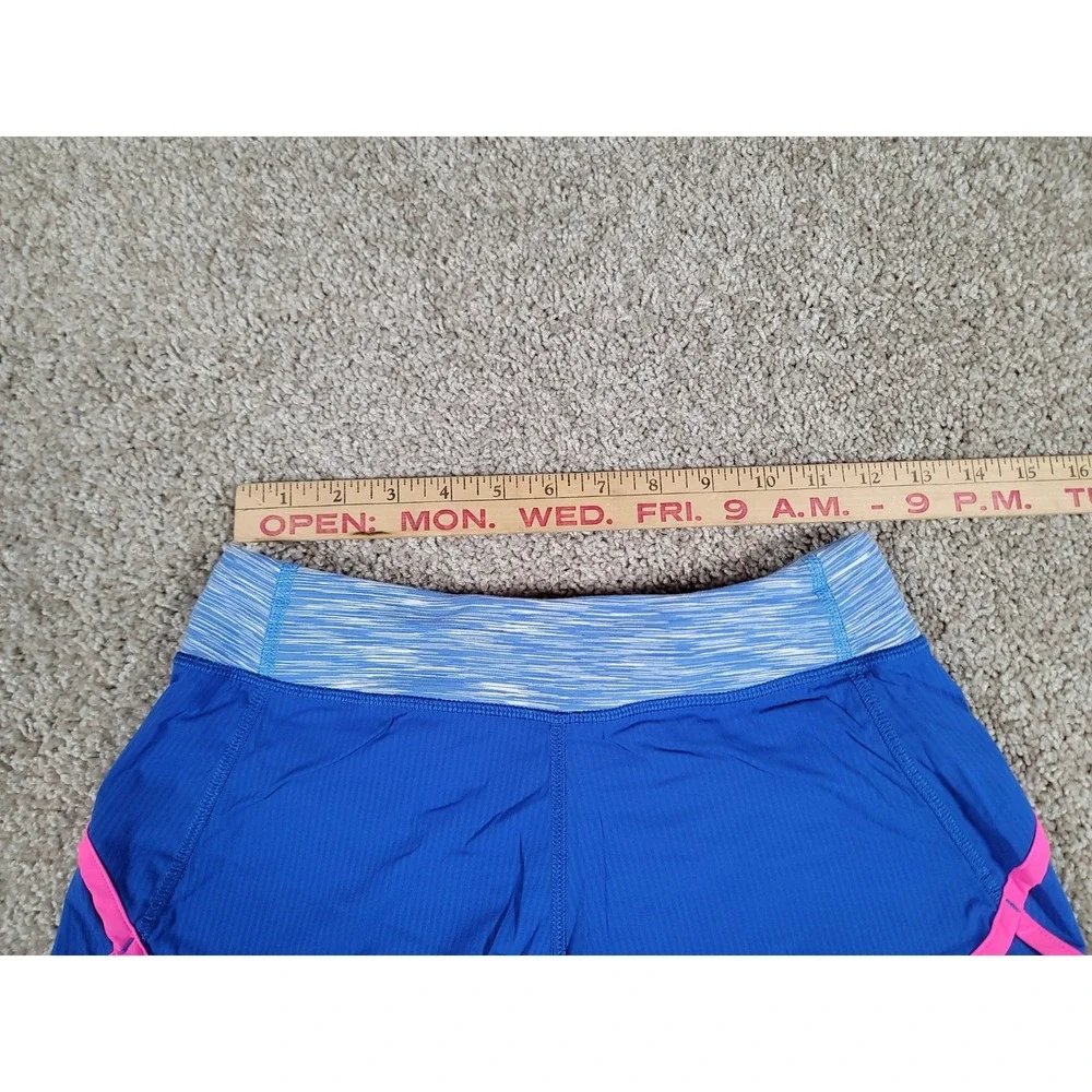 Ivivva by Lululemon Speedy Shorts Size 12 Blue Lined Zipper Pocket Gym Stretch